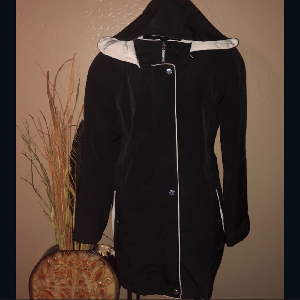 Liz Claiborne Black Raincoat- Lightweight